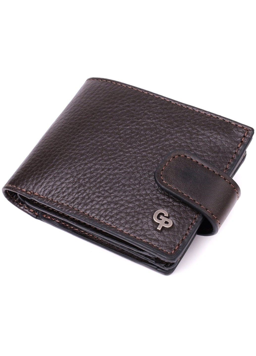 Практичне портмоне з люксової зернистої шкіри флотар 22876 Коричневий Grande Pelle (318823539)