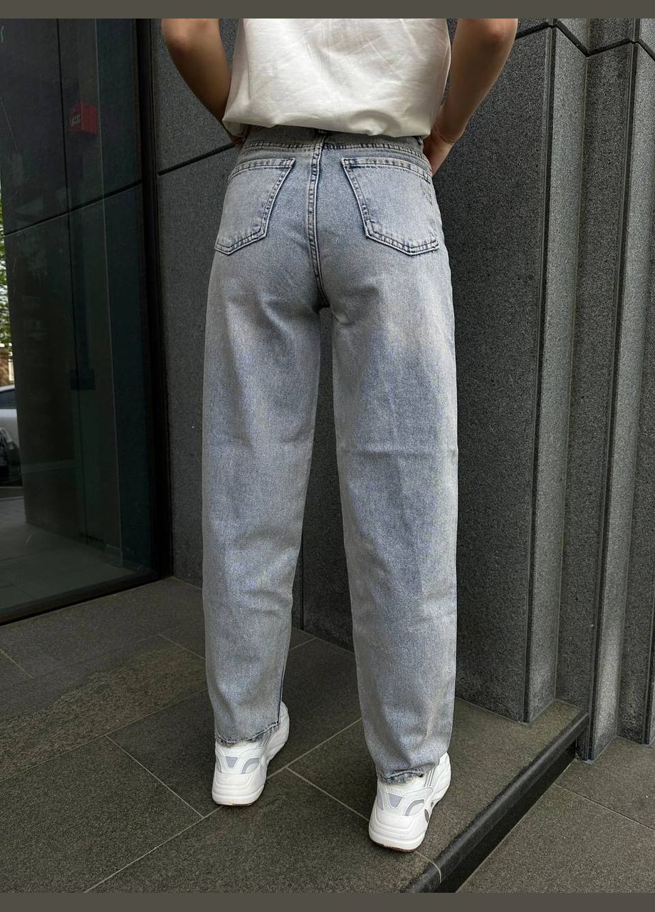Якісні турецькі попелясті джинси "БАГГІ" на високій посадці, ніжні повсякденні джинси 4 No Brand - (292311313)