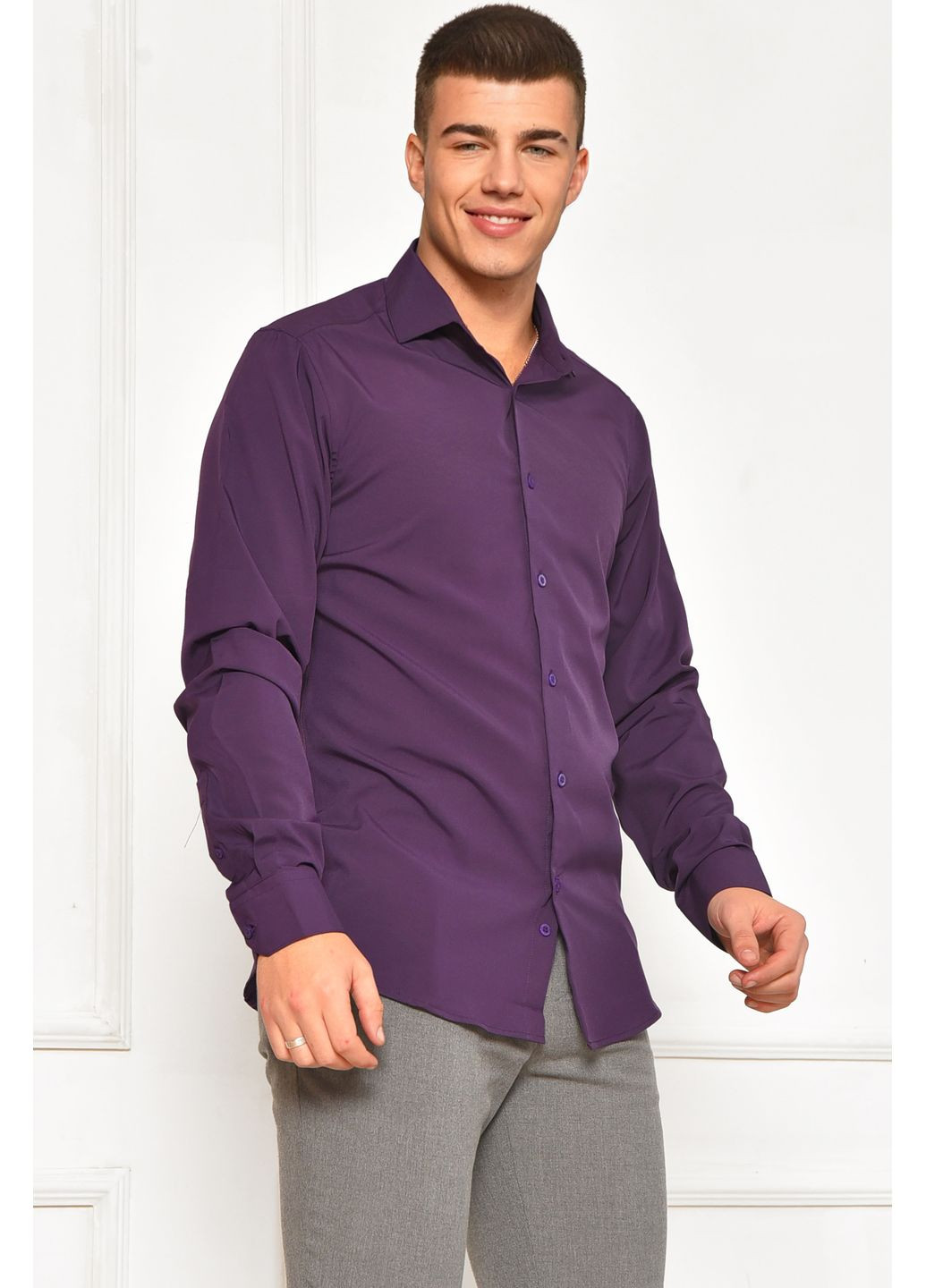 Фиолетовая джинсовая рубашка однотонная Let's Shop