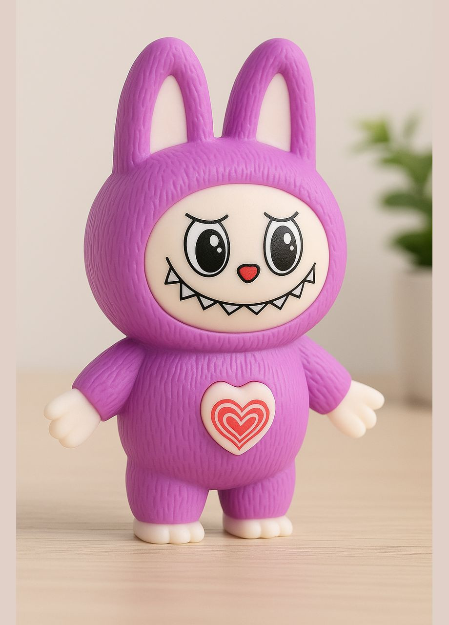 Іграшка-брелок "Зайчик Лабубу" зі змінною мордочкою — фіолетовий зайчик із серцем No Brand (346440109)