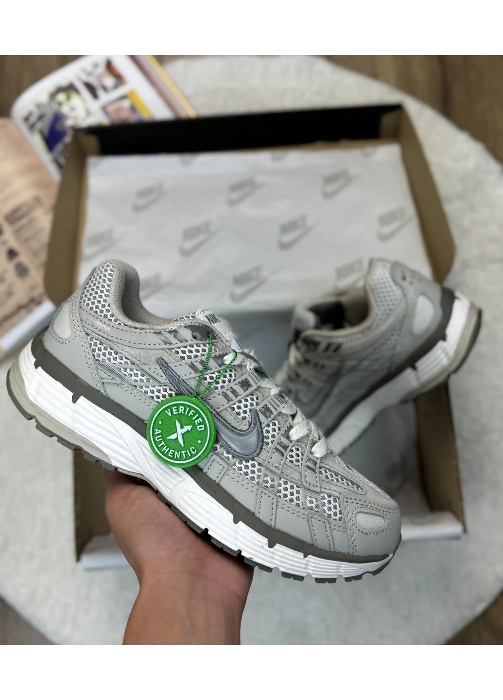 Белые летние кроссовки nike p-6000 grey white найк п-6000 No Brand