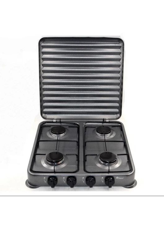 настольная газовая плита на 4 конфорки под баллонный газ 49,5х49,5х9 см ms-6604 grey Domotec