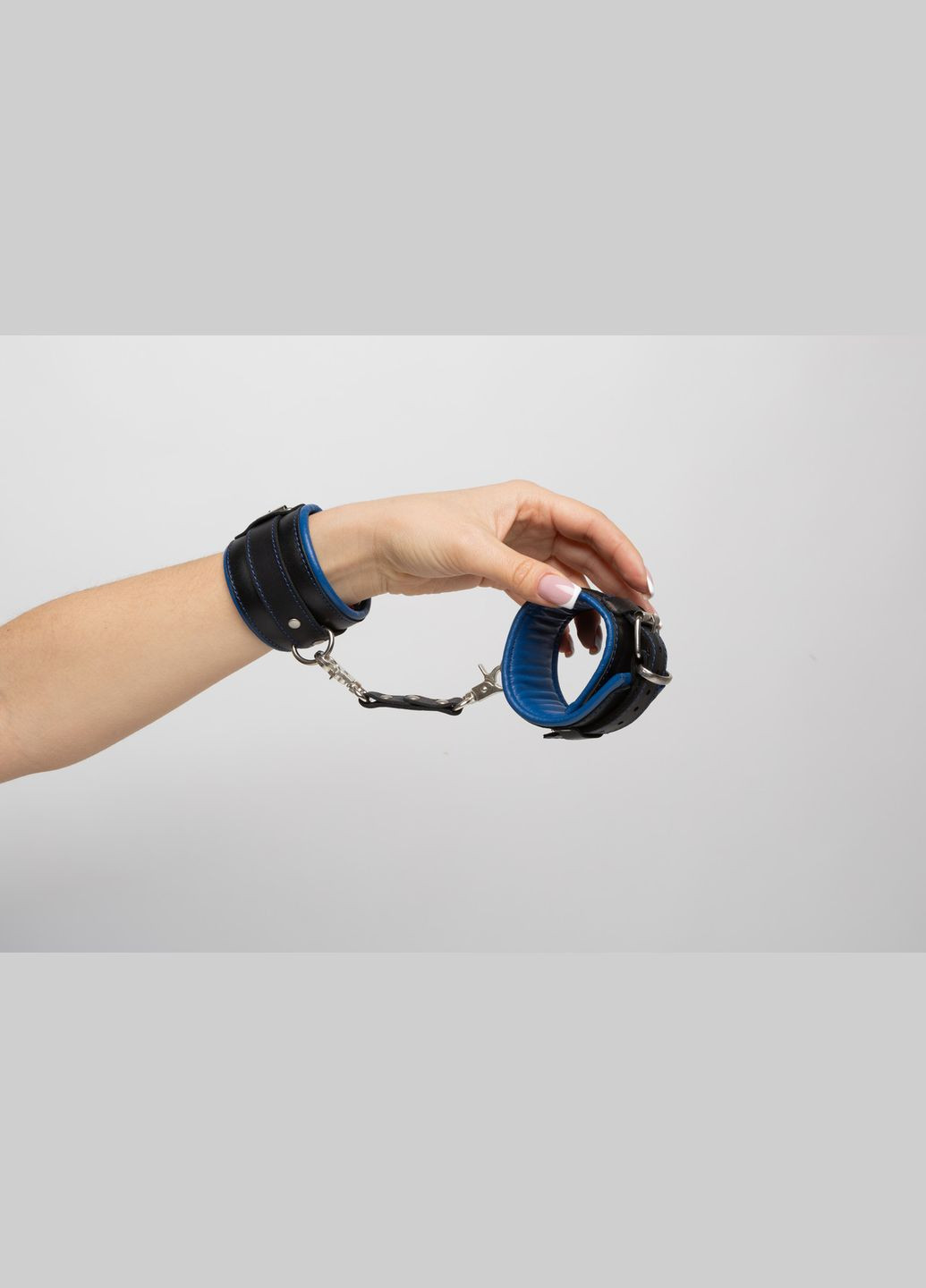 Кожаные мягкие наручники HC-9 синие Edena (307925899)