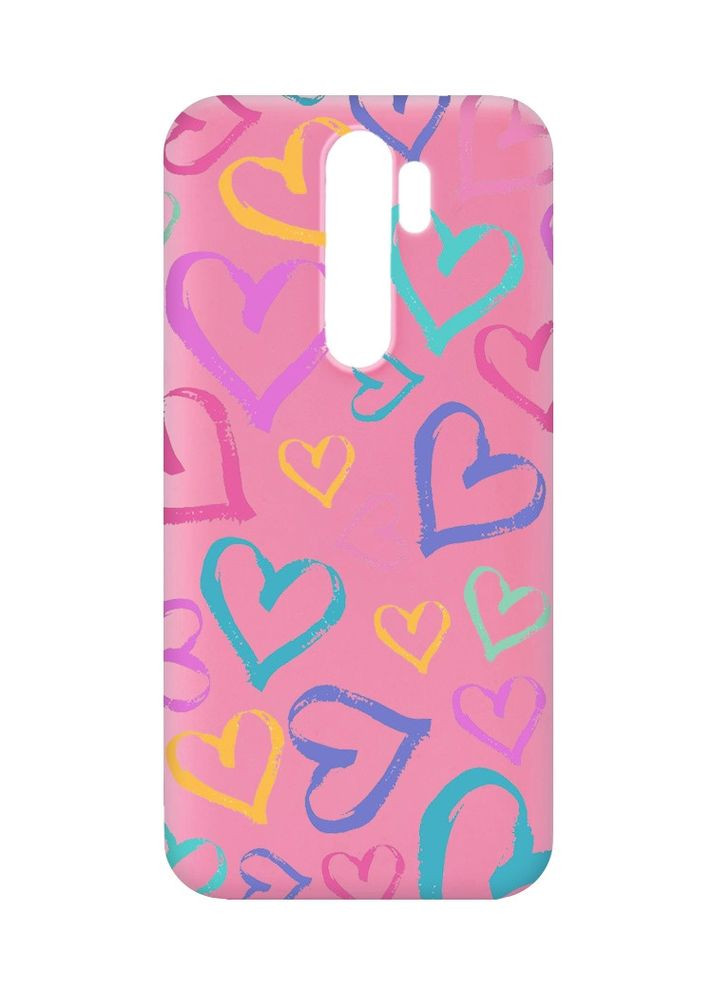 Матовий рожевий чохол на Xiaomi Redmi Note 8 Pro:: Різнокольорові сердечка (принт 332) Creative (360689712)