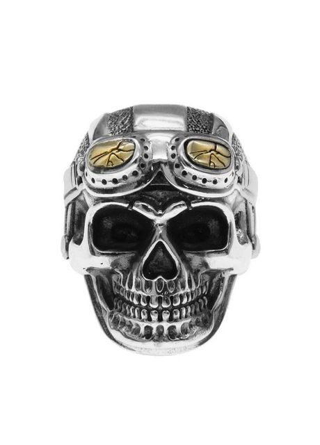 Мужское кольцо череп перстень из нержавеющей стали в виде черепа Летчика Аса размер регулируемый Fashion Jewelry (289355683)