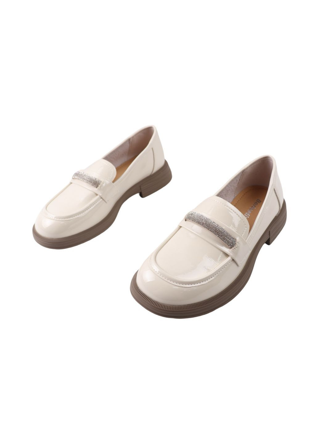 Berisstini Туфли женские молочные натуральная лаковая кожа белый з, китай — (299922065)