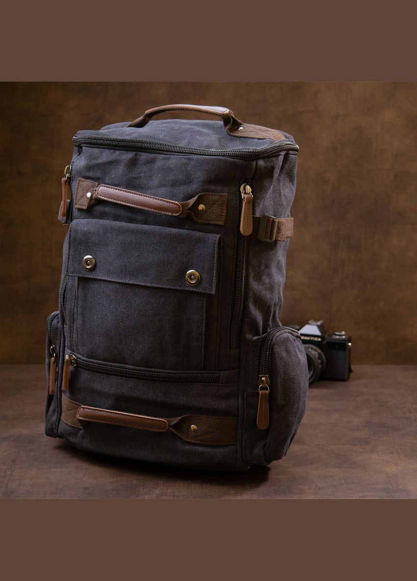 Рюкзак текстильный дорожный унисекс с ручками 20663 Черный Vintage (331907805)