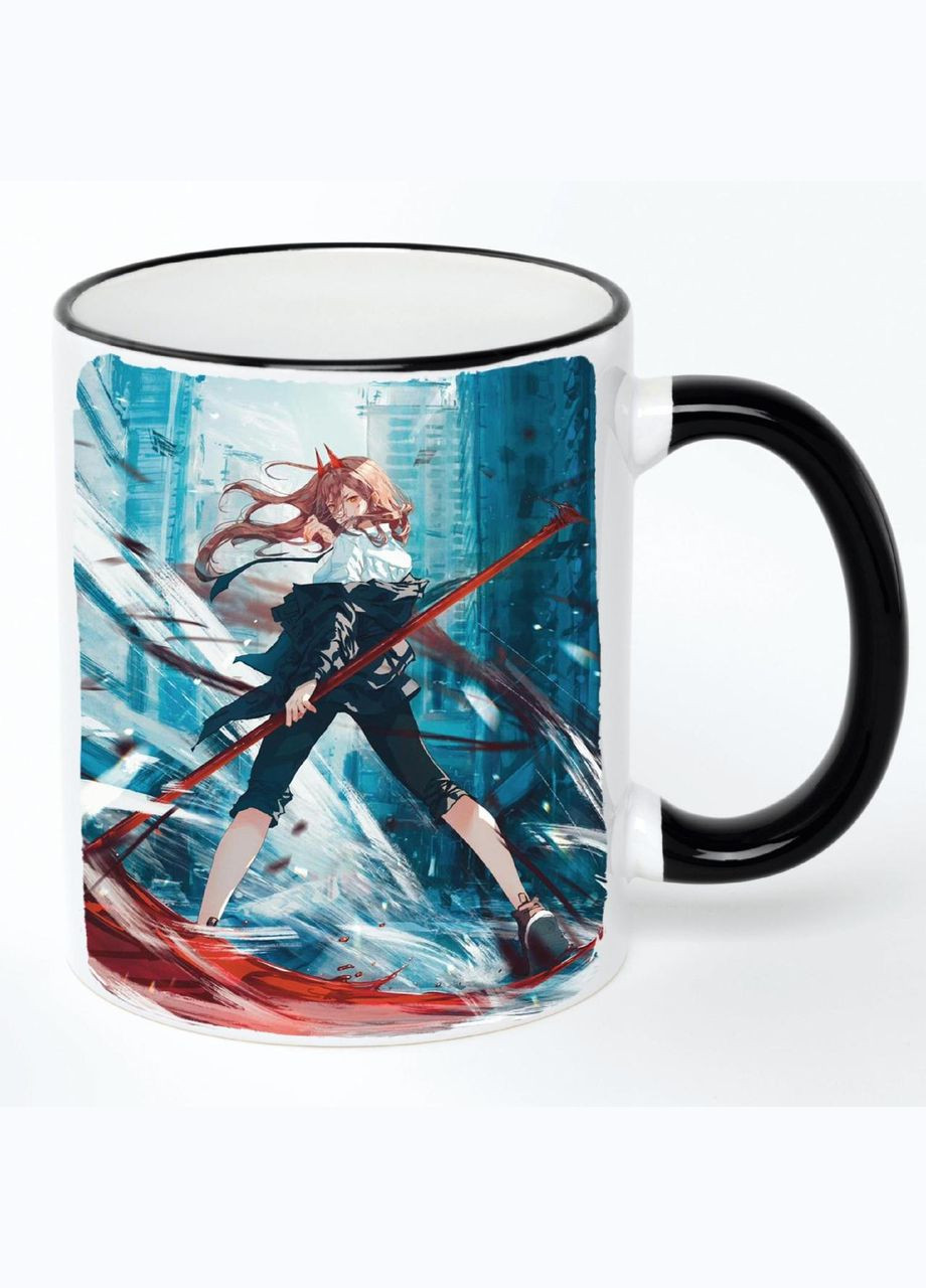 Чашка Людина-бензопила Аніме #014 (кухоль, кружка) Біла з чорною ручкою 330 мл No Brand (322715505)