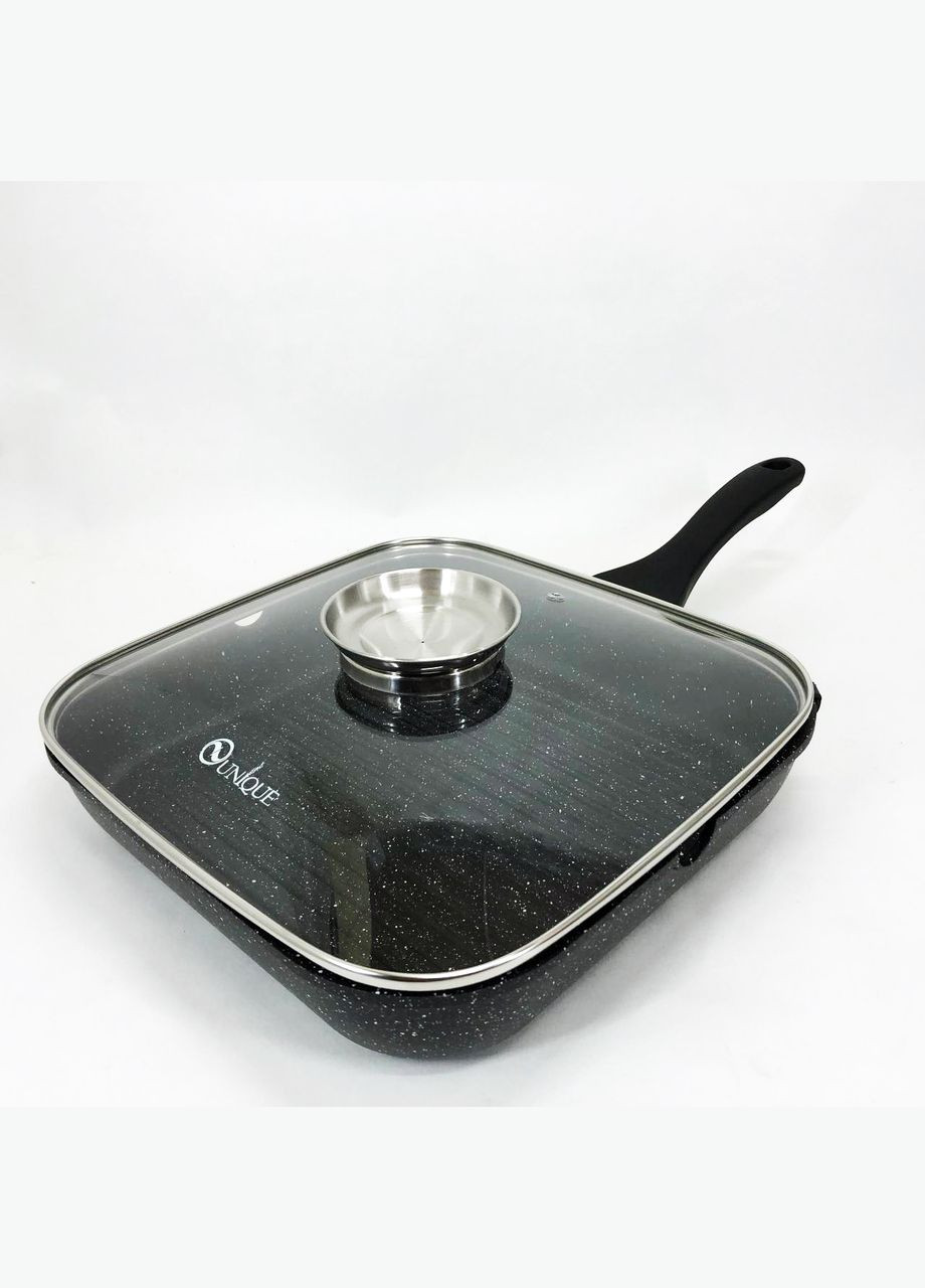 Сковорода гриль UN-4012 стильная 24см, Надежная сковорода с антипригарным покрытием Unique (364664713)