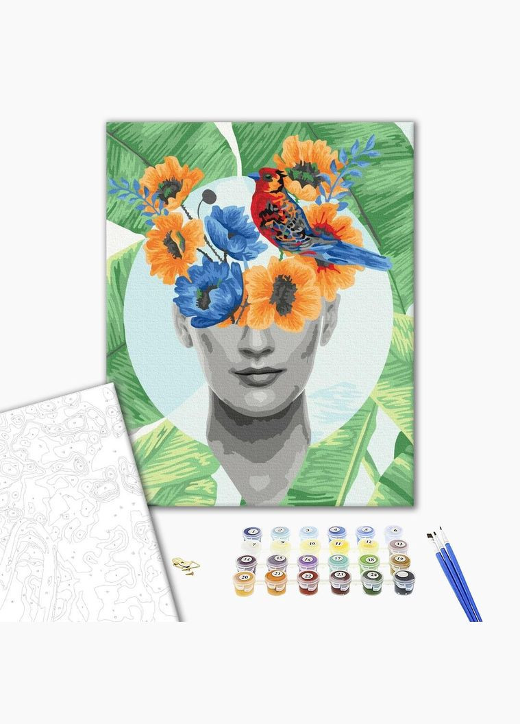 Картина за номерами Люди Квітучі думки Розмальовка Полотно на дерев'яному підрамнику 40х50см BS52529 Brushme (308988265)