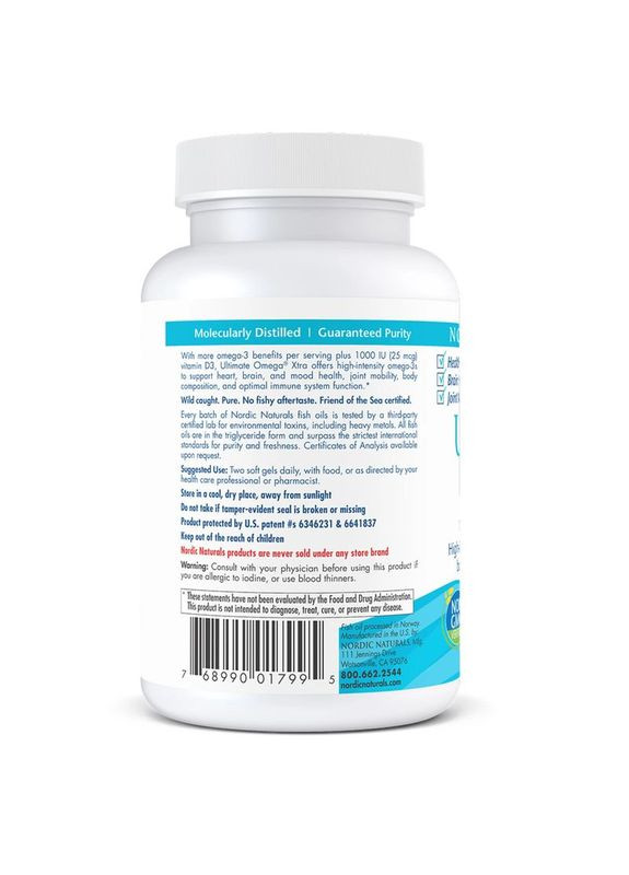 Жирні кислоти Ultimate Omega Xtra, 60 капсул Nordic Naturals (324420514)