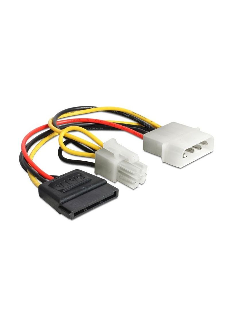 Кабель живлення внутрішній MoleX SATA 15p M/F (тато/мама) +ATX(EPS) 4p/M 0.15m прямий 4p Delock (369646621)