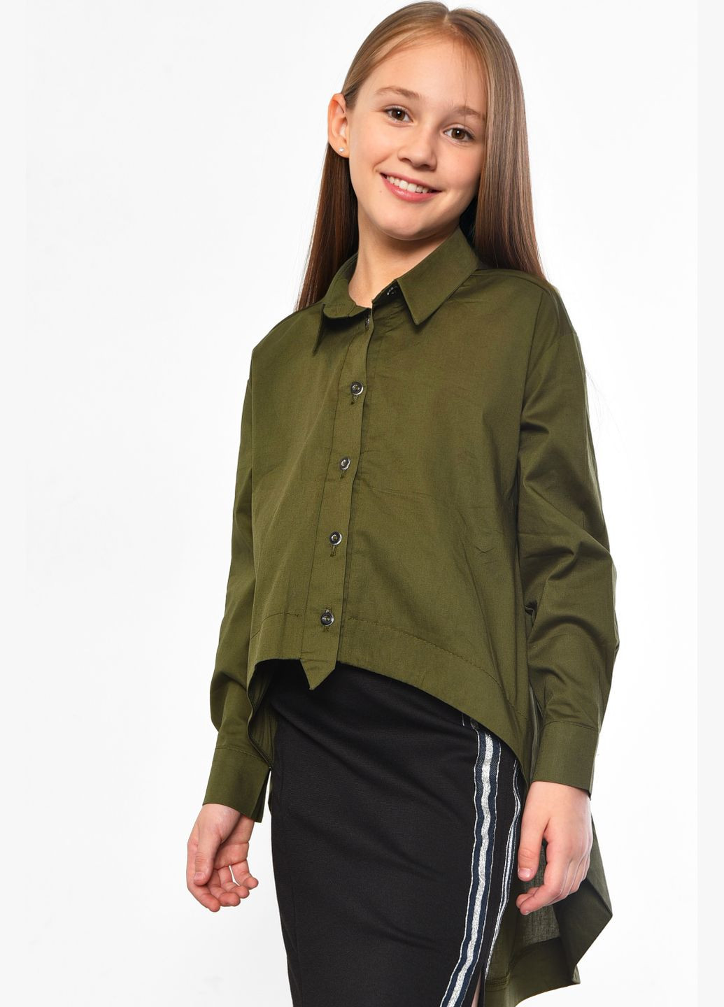 Сорочка дитяча для дівчинки кольору хакі Let's Shop (297829165)