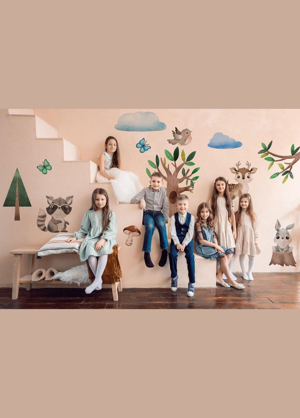 Вінілова інтер'єрна на стіну, шпалери та інші поверхні "Лісові жителі. Звірі" з Кавун наклейка (316189701)