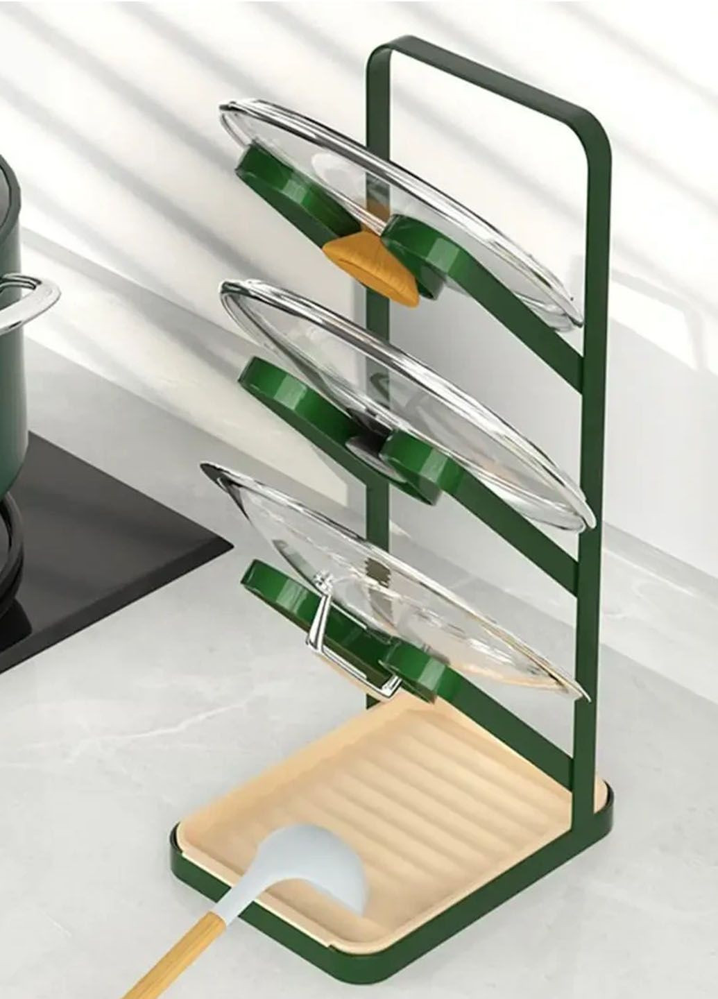 Подставка для кухонных принадлежностей держатель для крышек кастрюли 3-х уровневый с лотком Good Idea and-2 (289352315)