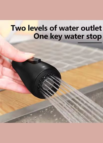 Смеситель для кухни с выдвижным изливом, 2 режима лейки. Серебристый No Brand (319847344)