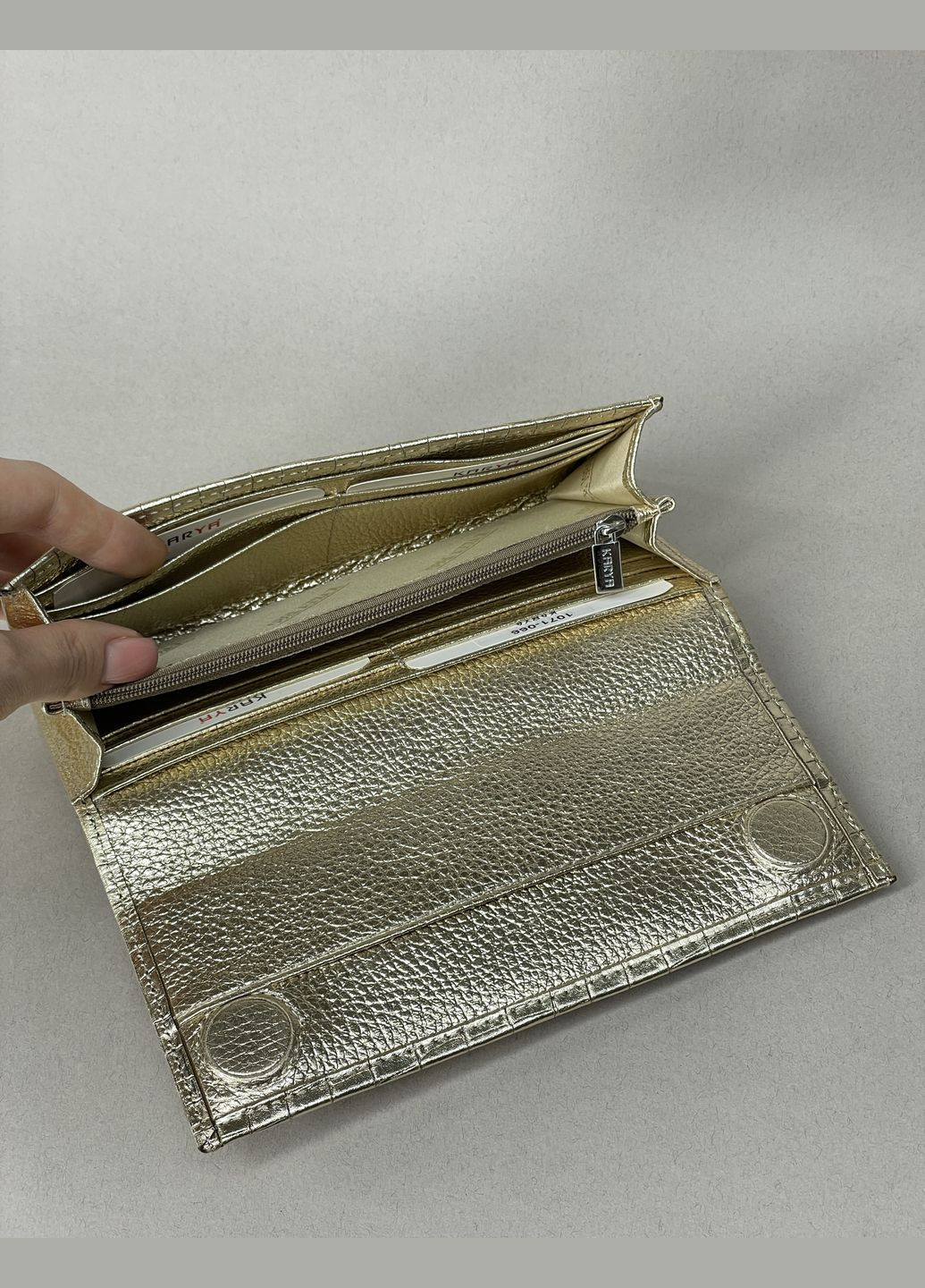 Гаманець жіночий шкіряний лак під рептилію великий Karya Гаманець (345600552)