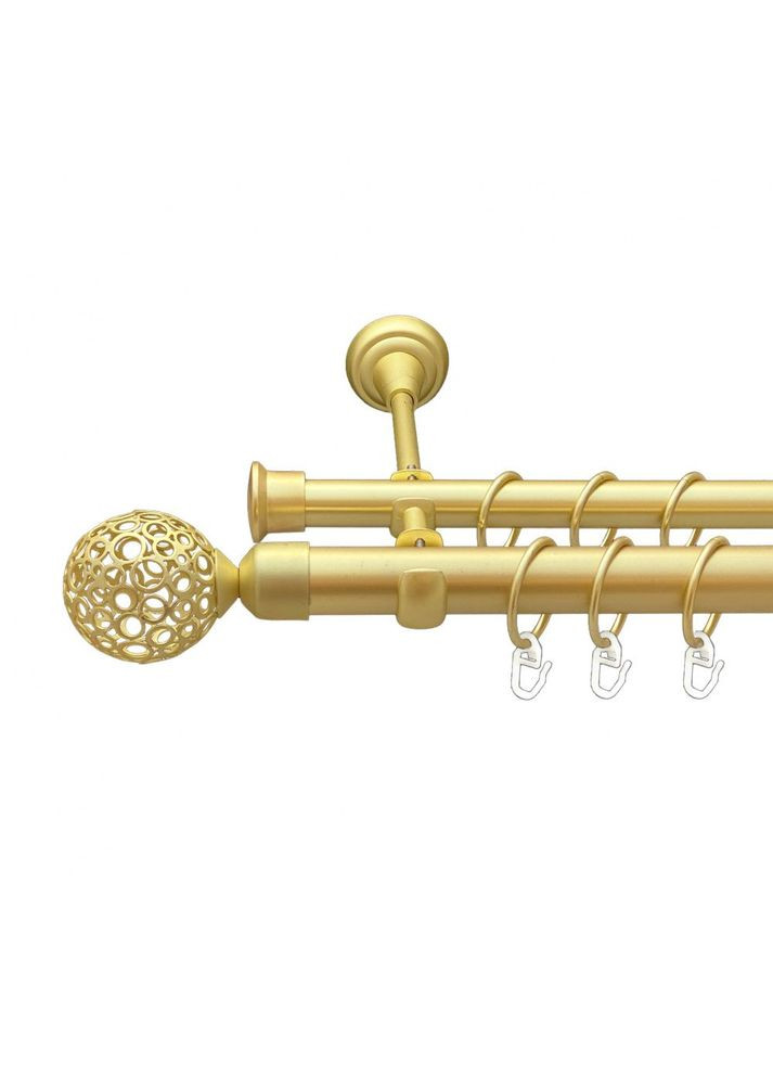 Карниз Савона металевий дворядний відкритий гладка труба Золото Матове 25\19 мм 160 см (00-00010679) ORVIT (300278145)