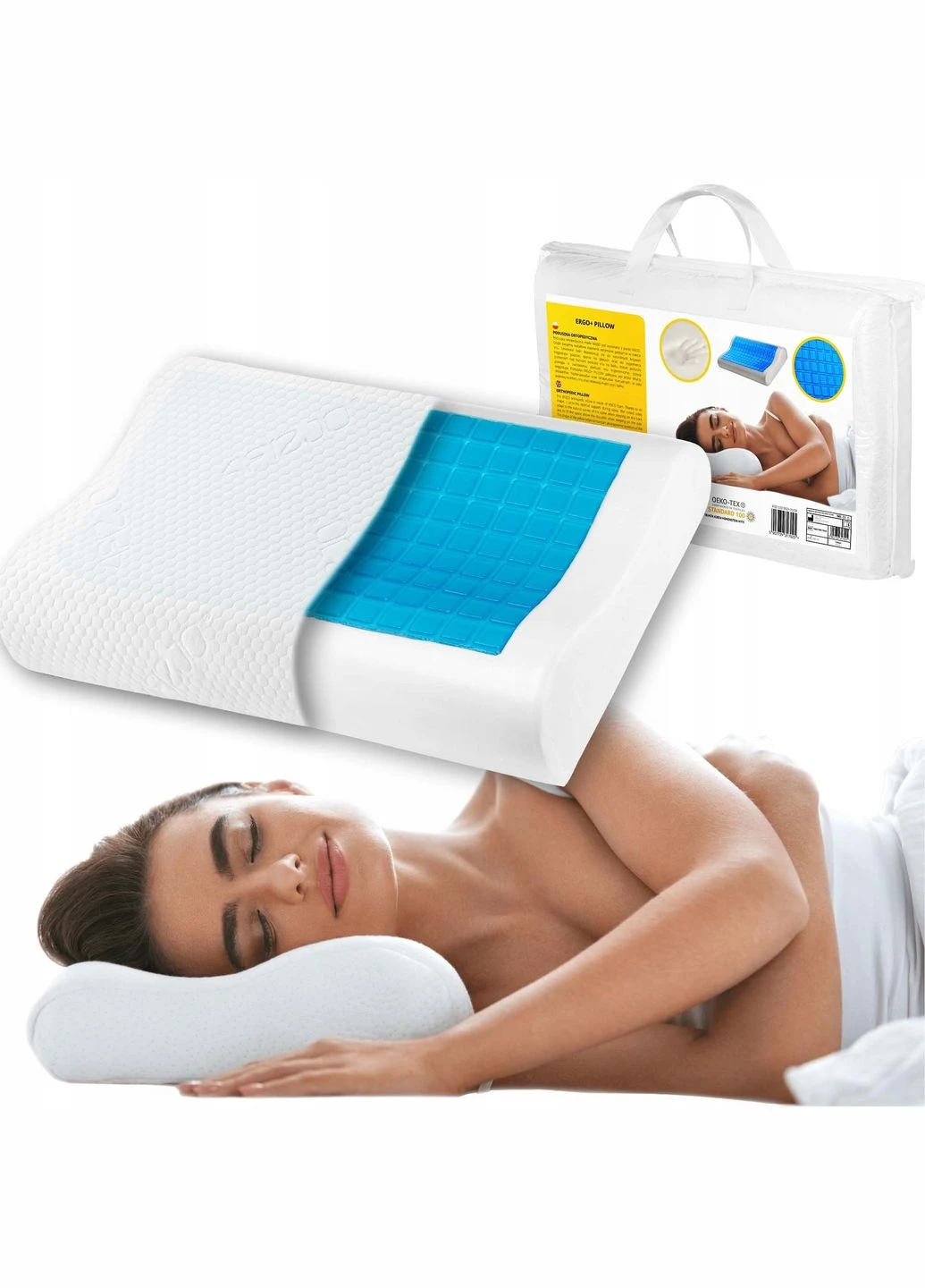 Подушка ортопедическая Ergo+ 40 x 60 см охлаждающая для сна White (P-5907739317025) 4FIZJO (304252672)