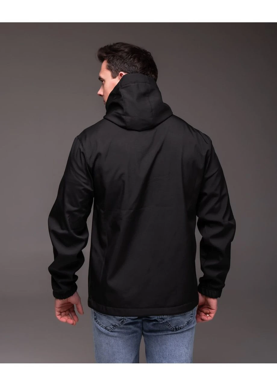 Черная мужская куртка softshell на флисе No Brand