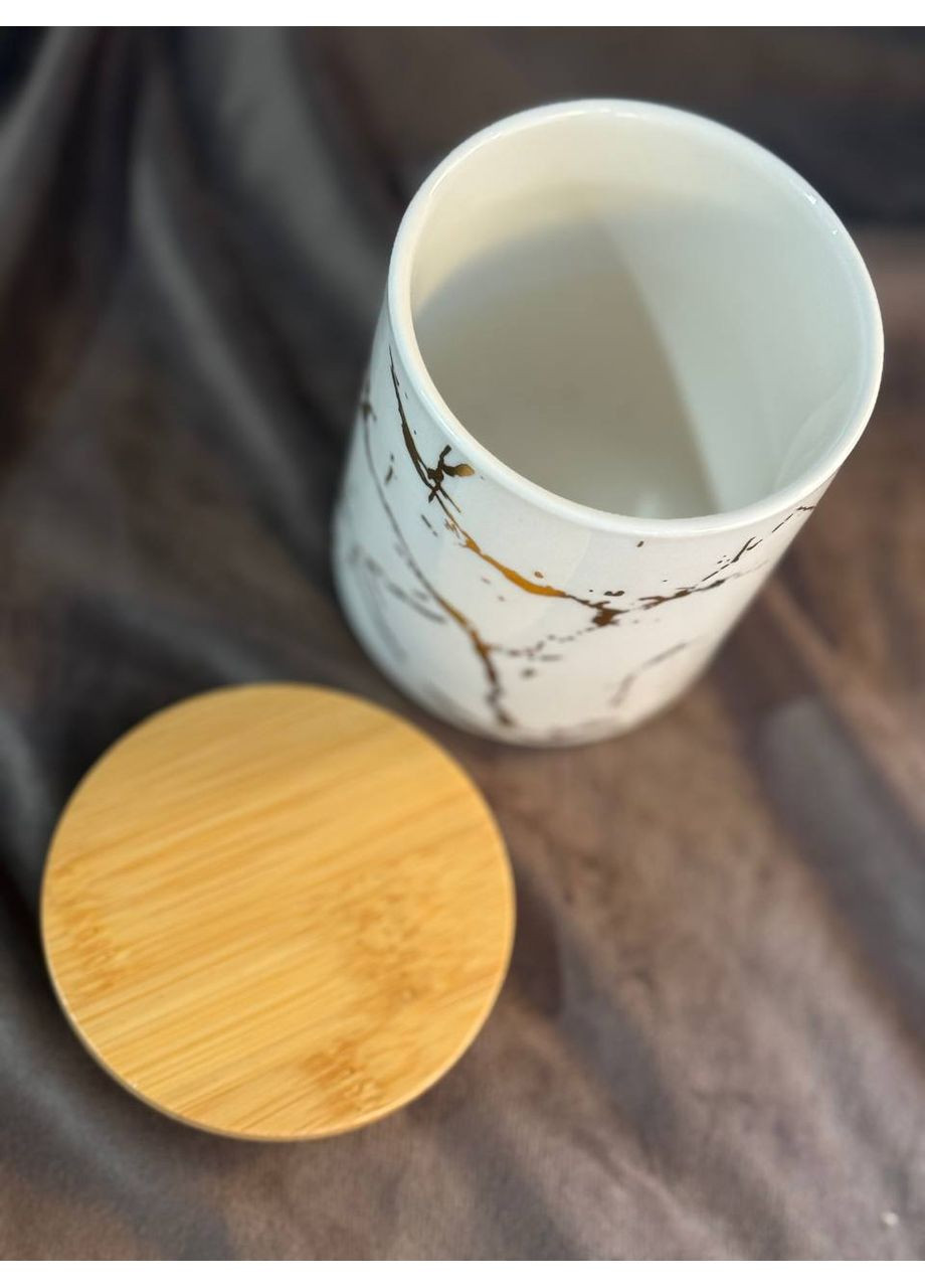 Набор банок для сыпучих продуктов HP1209-5 на бамбуковой подставке 300 мл 5 предметов Белый Yiwu (360648158)