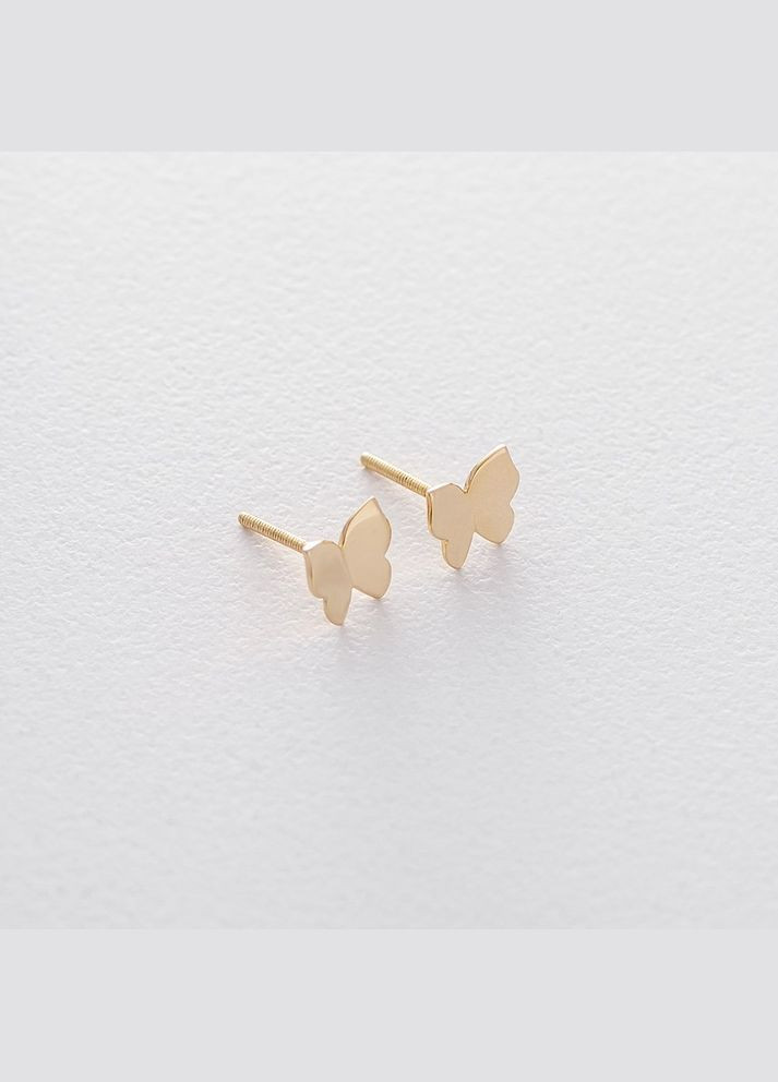 Золотые серьги-пусеты с бабочками с06226 Oniks (264024564)
