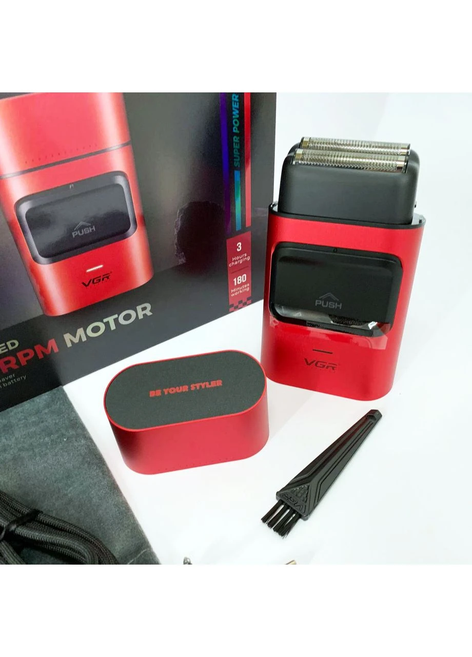 Электробритва-шейвер для бороды и лица V-307 RED металлический корпус VGR (364666095)