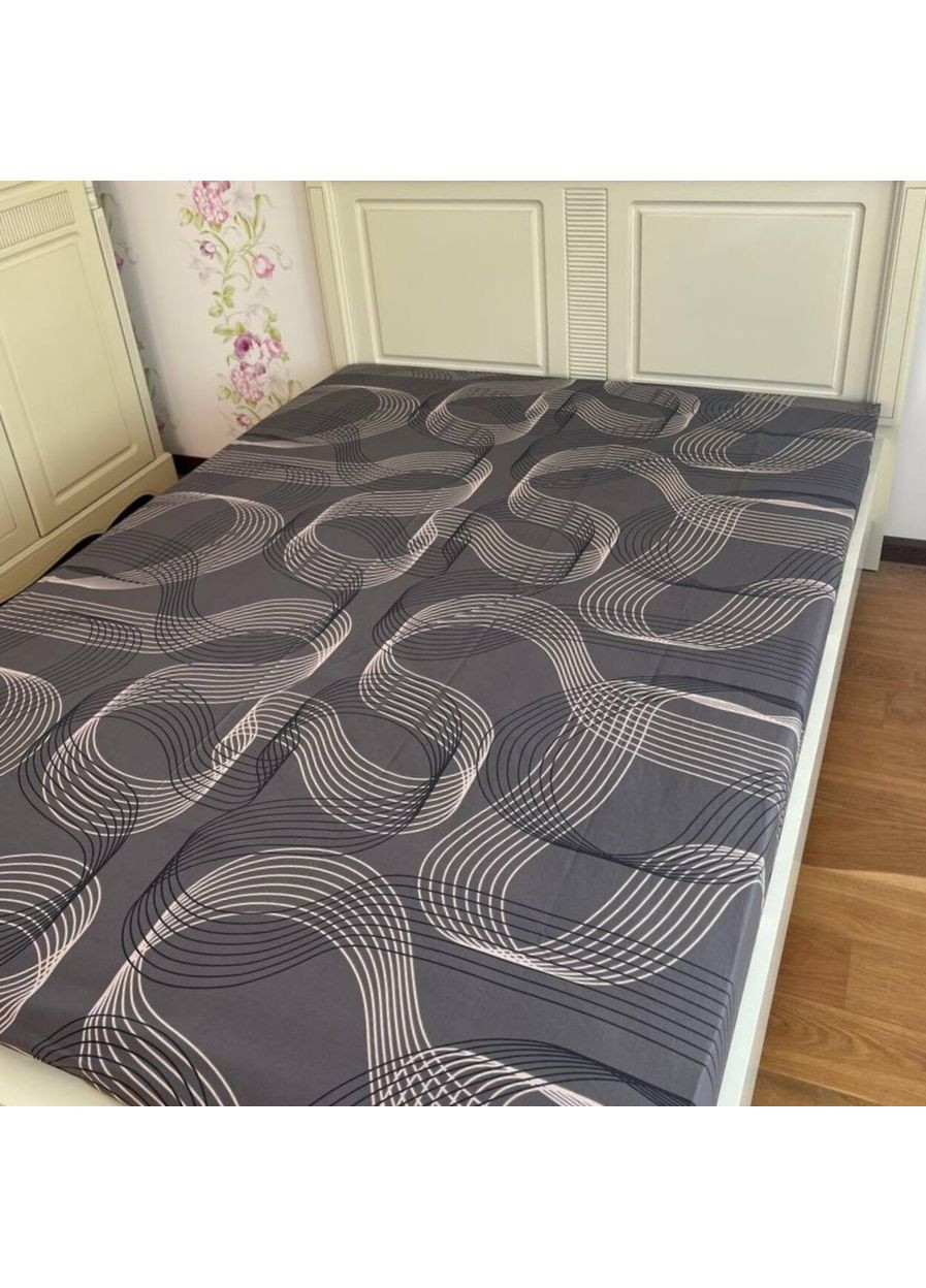 Простирадло на резинці 180х200 темно-сіре Абстракція Бязь Голд PR396 Ananasko (372019826)