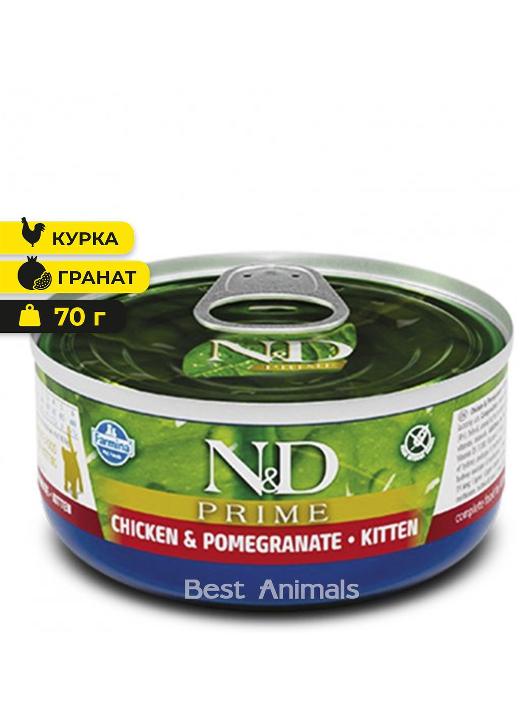 Вологий корм для кошенят Фарміна N&D Prime з куркою та гранатом консерва 70 г 1 шт (8606014102901) Farmina (362702801)