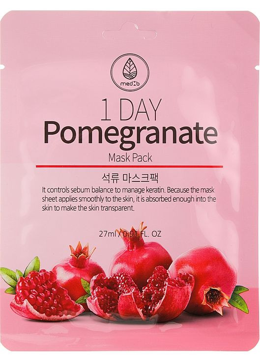 Маска тканинна для обличчя з екстрактом граната Pomegranate Mask Pack 27g (877754-19208) Med B (368902413)
