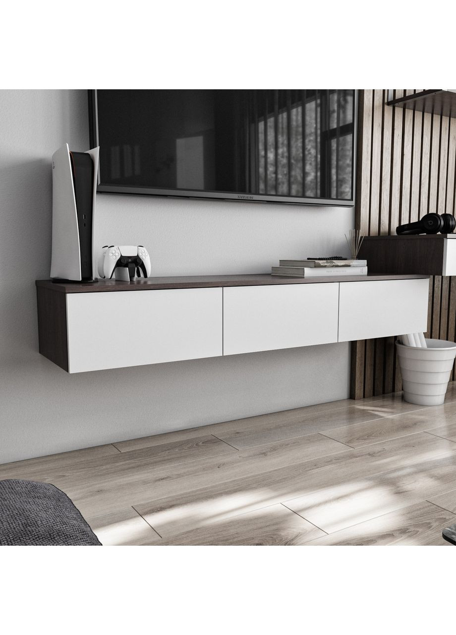 Підвісна тумба під телевізор MT-221 1500*242*360 венге темний/білий No Brand (358928494)