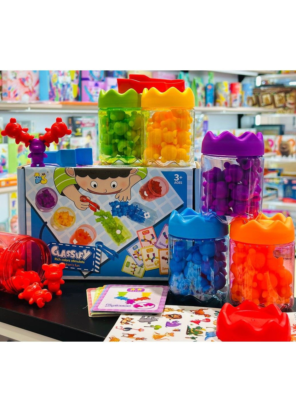 Розвиваюча гра - сортер Монтесорі 92 деталі, картки із завданнями, щипці No Brand (323159647)