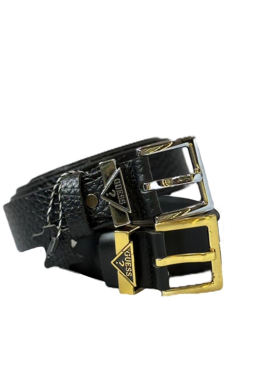 Женский изящный ремень из натуральной кожи с золотистым логотипом. No Brand (366091429)