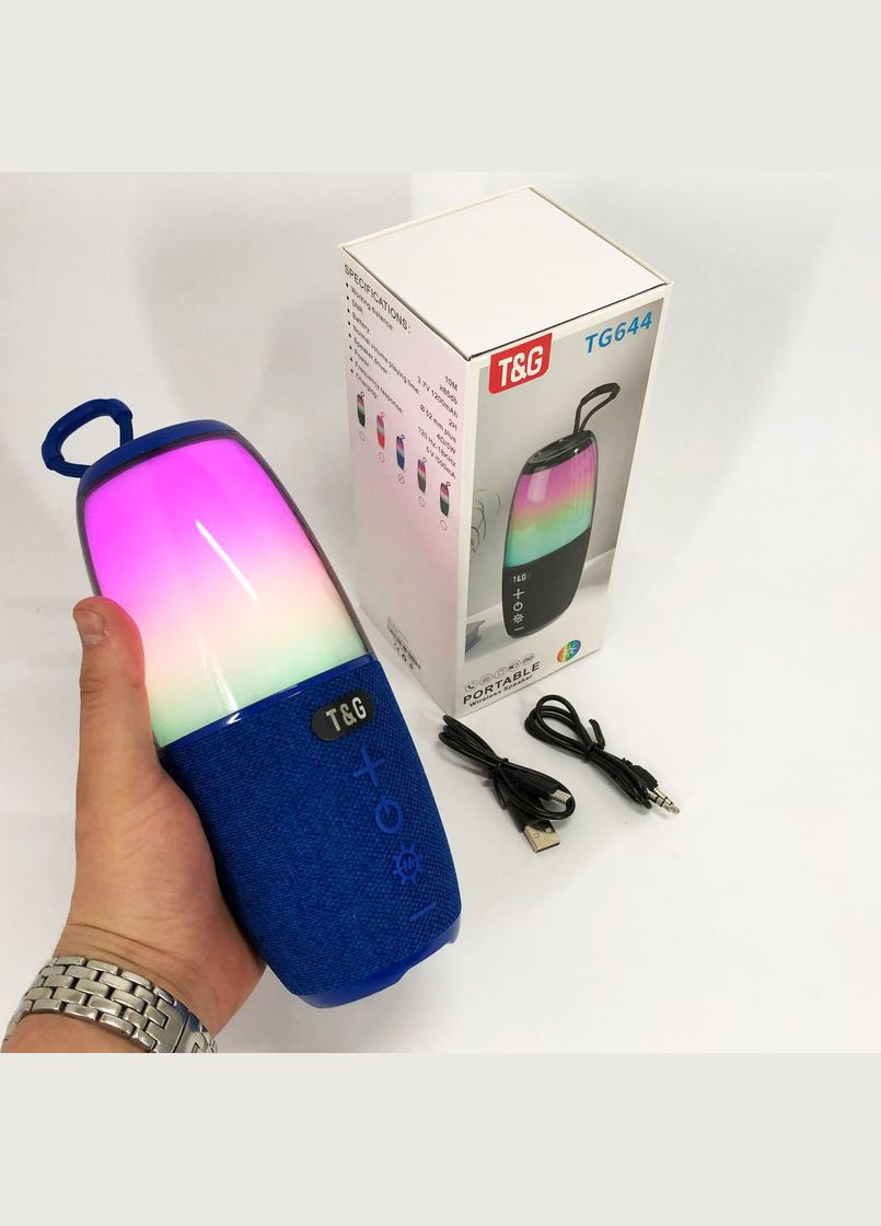 Портативная колонка TG644 5W с RGB подсветкой и ремешком, музыкальные колонки для улицы. Цвет: синий No Brand (359474454)