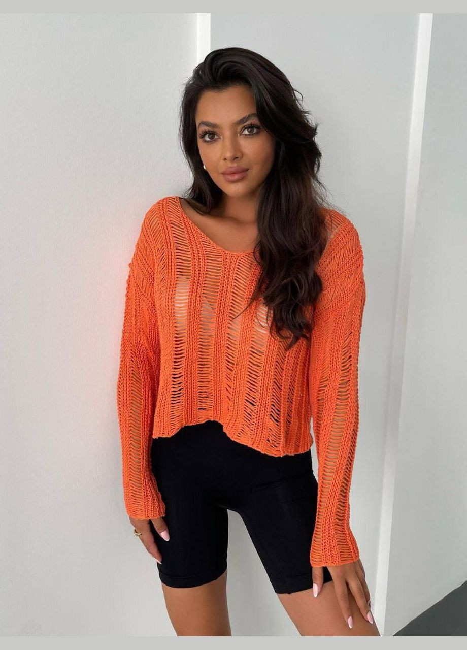 Светло-оранжевый демисезонный свитер лапша No Brand