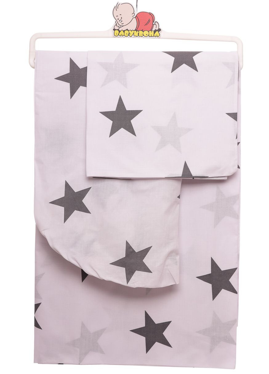 Постільна бавовна на гумці із зірками 130*100 біла (51376) BABYKROHA (299666108)