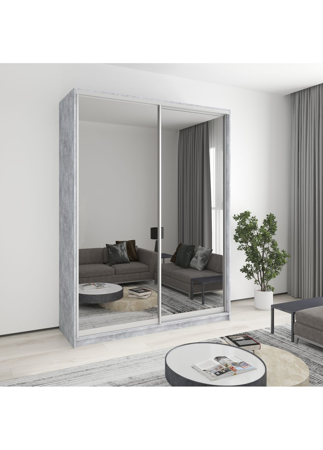 Шафа-купе дводверна Уні AL 2 Дзеркала 180x45x240 см (MBS-4024) MebelStar (359449178)