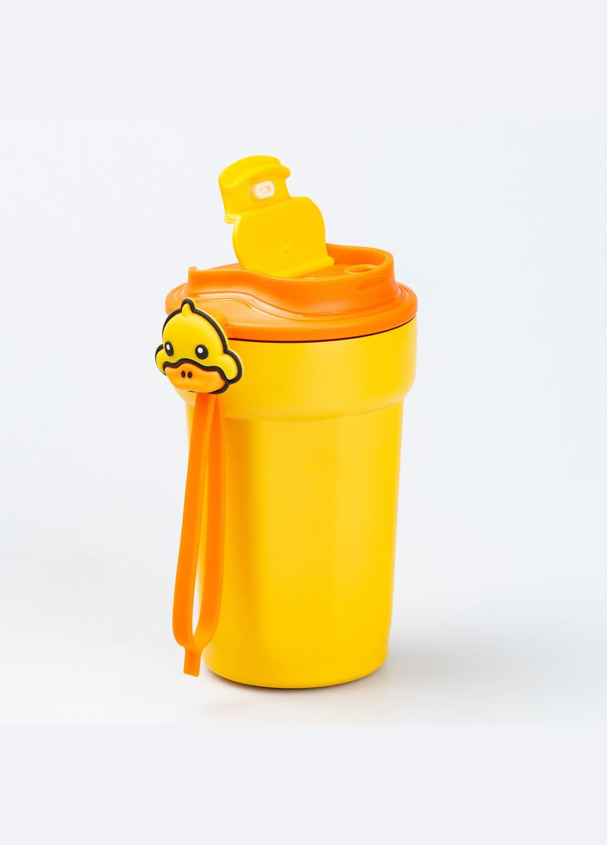 Термокухоль 450 мл з кришкою на засувці прикольна G. Duck дитячий кухоль термос Жовтий Happy Life (314695938)