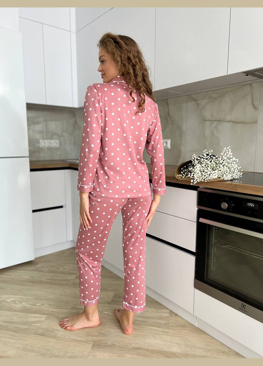 Розовая всесезон стильный домашний костюмчик-пижамка рубашка + брюки Vakko