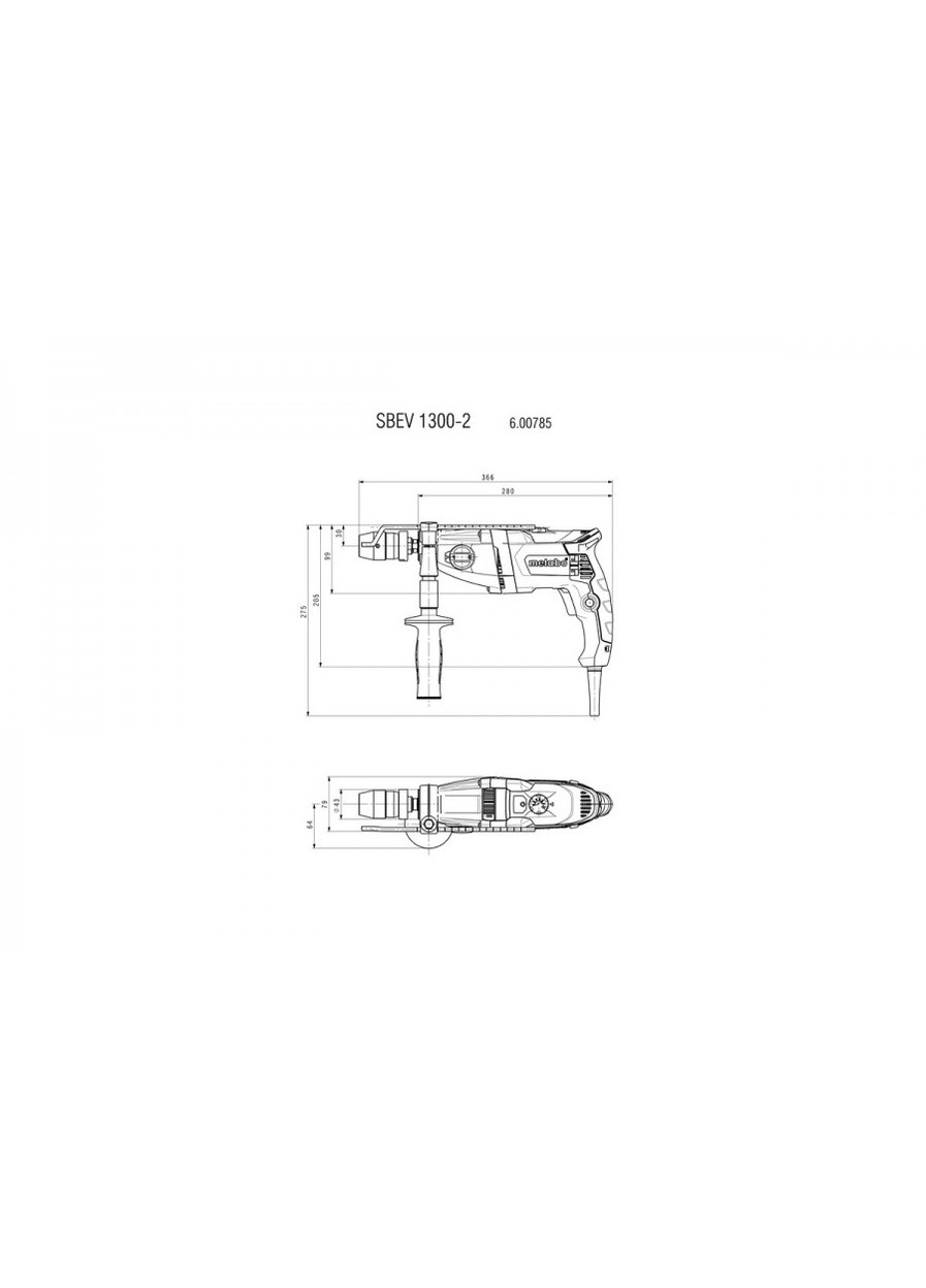 Дриль ударний SBEV 13002 з швидкозатисним патроном (пластиковий кейс) 600785500 (5447) Metabo (262299391)
