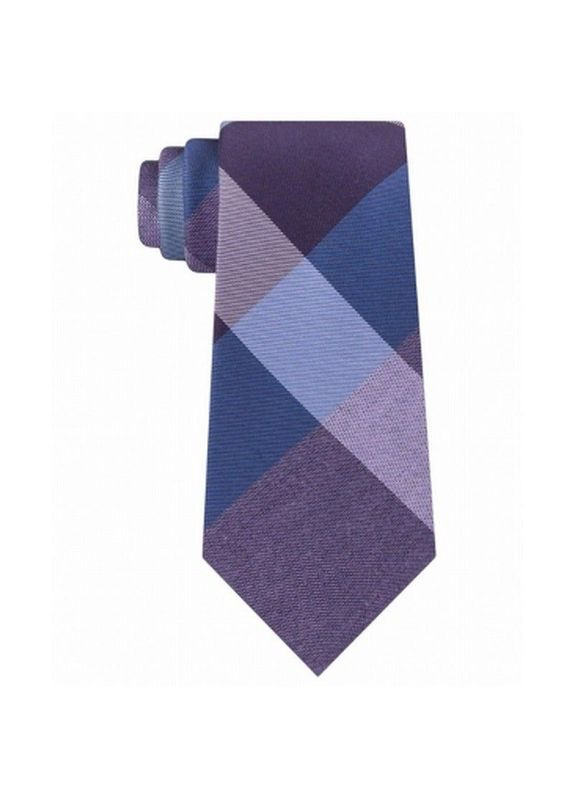 Краватка Reaction з вузьким вирізом у карту, синій із фіолетовим, чоловічий,100% оригінал, USA. Kenneth Cole slim fit (367833359)