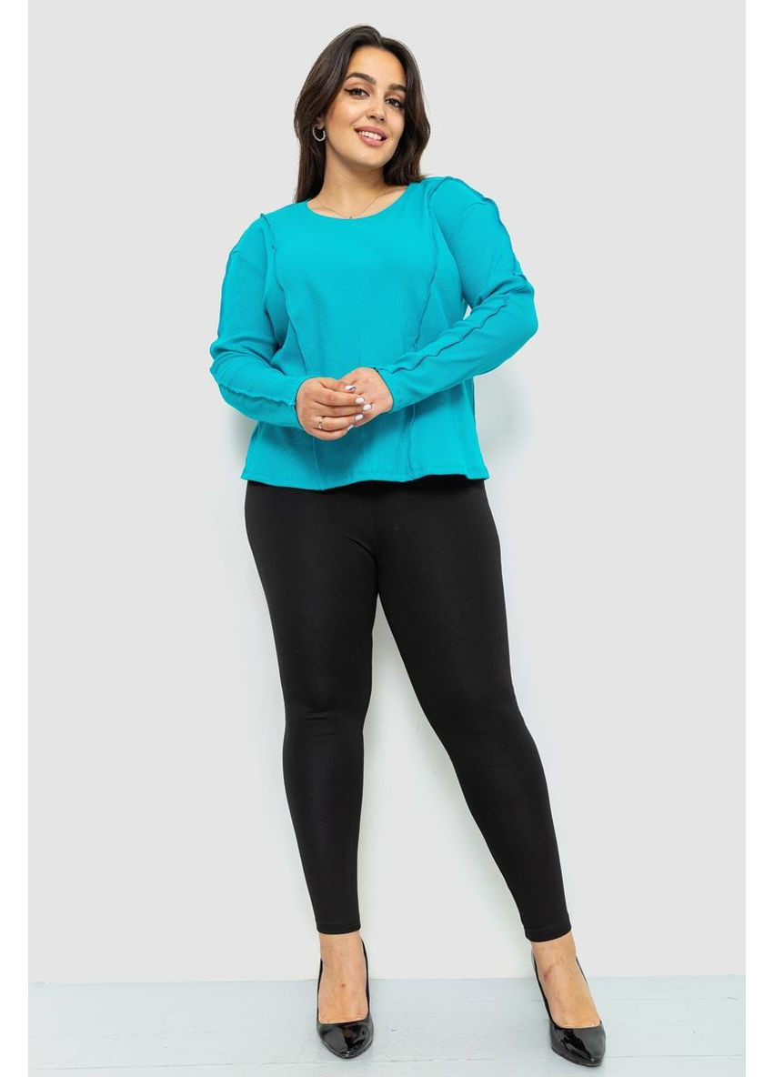 Бірюзовий жіночий лонгслів в рубчик, колір темно-синій, 102r325-1 Ager (311590283)