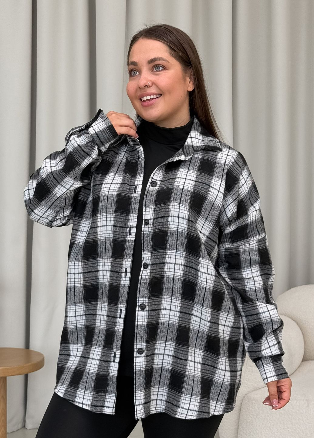 Серая повседневный рубашка в клетку Merlini с длинным рукавом