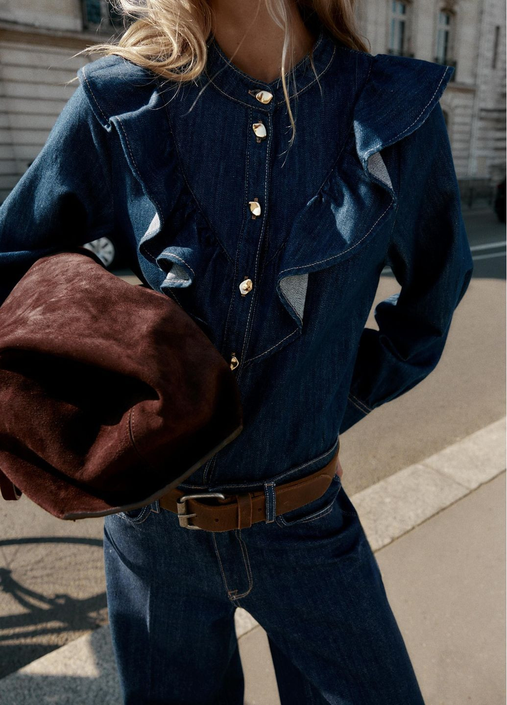 Синяя повседневный рубашка однотонная Zara