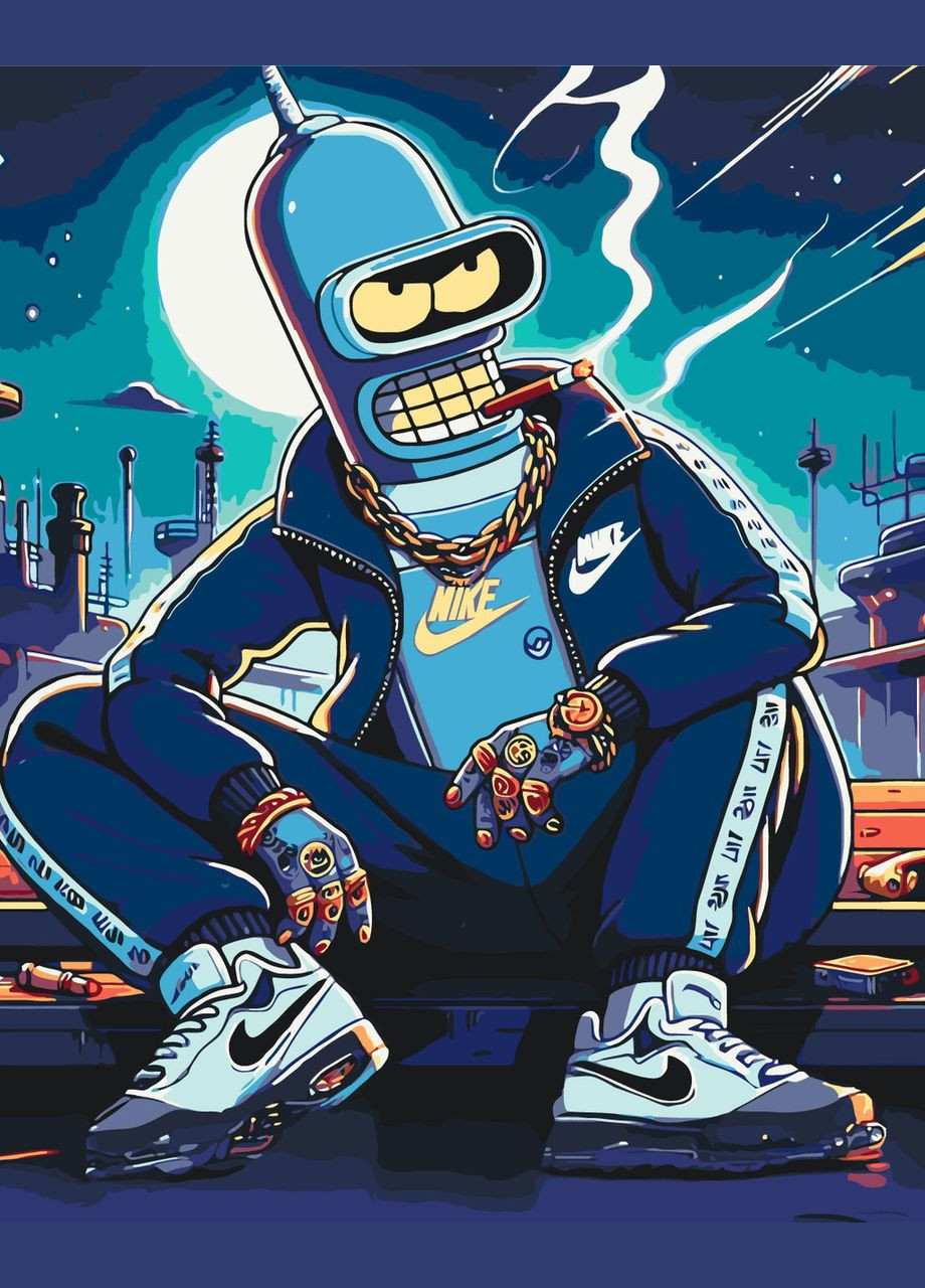 Картина по номерам Герои кино. Бендер. Футурама 40*50 см Оригами LW 31919 Origami (322141806)