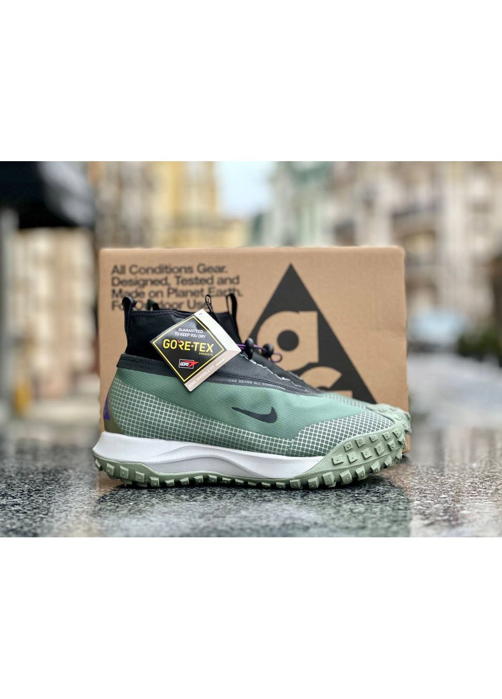 Сірі Осінні кросівки чоловічі nike acg mountain fly gore-tex green black найк асж маунс флай No Brand