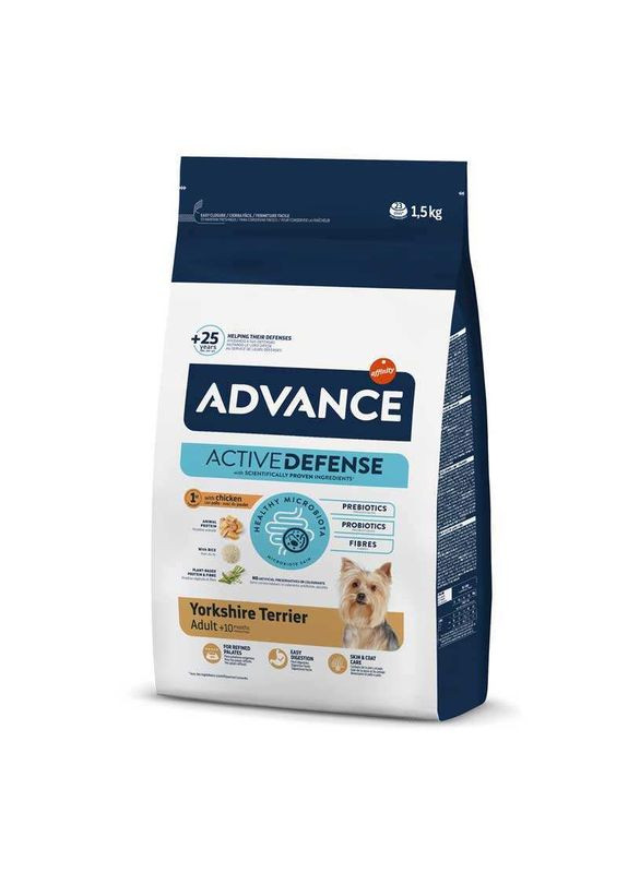 Сухий корм з куркою для йоркширських тер'єрів Dog Yorkshire Terrier Chicken 1,5 кг (8410650170480) Advance (327070357)