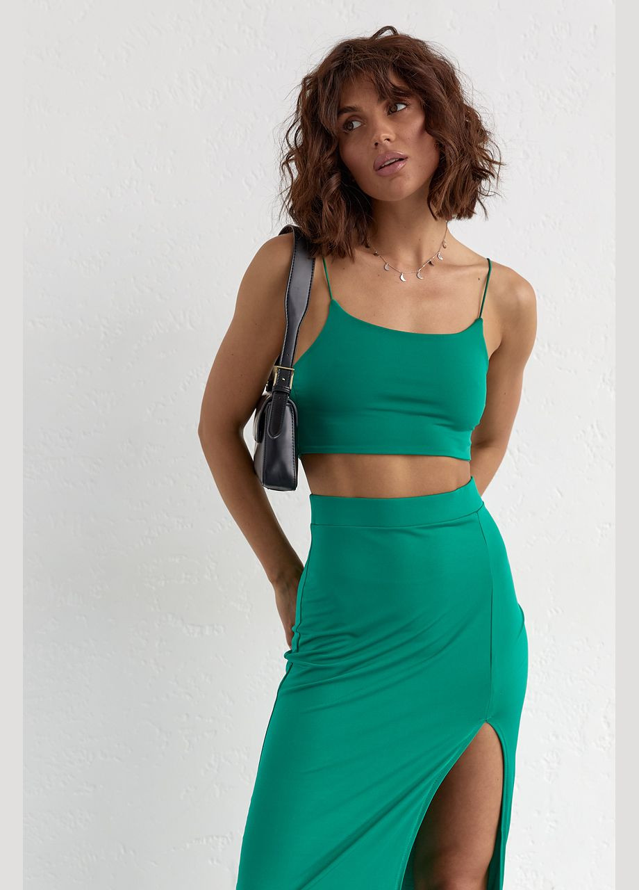 Літній костюм з топом на тонких бретелях та спідницею міді Liton (296658567)