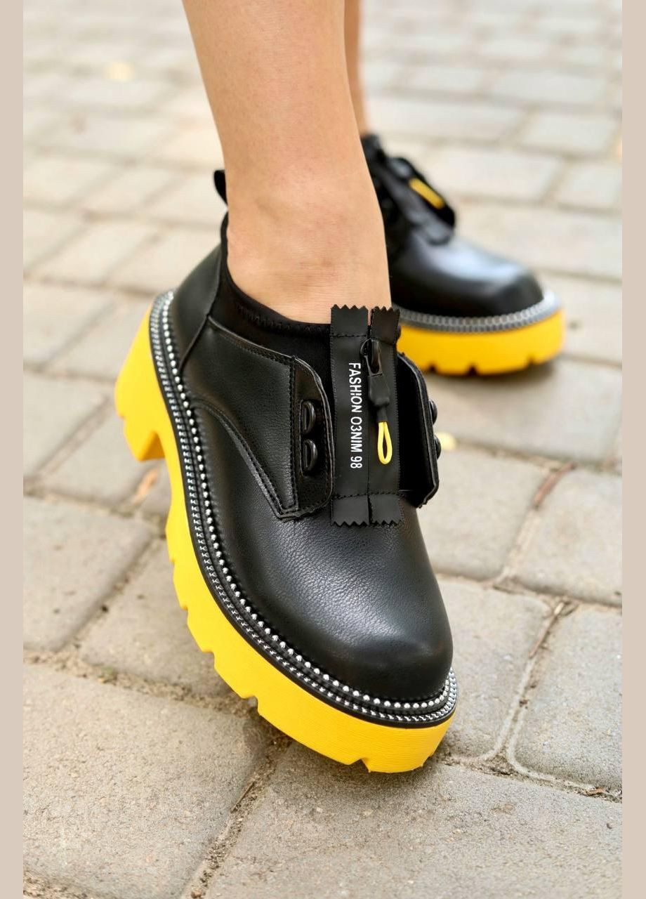 No Brand Туфли женские черного цвета лоферы черный з искусственная кожа, — демисезон (332054530)