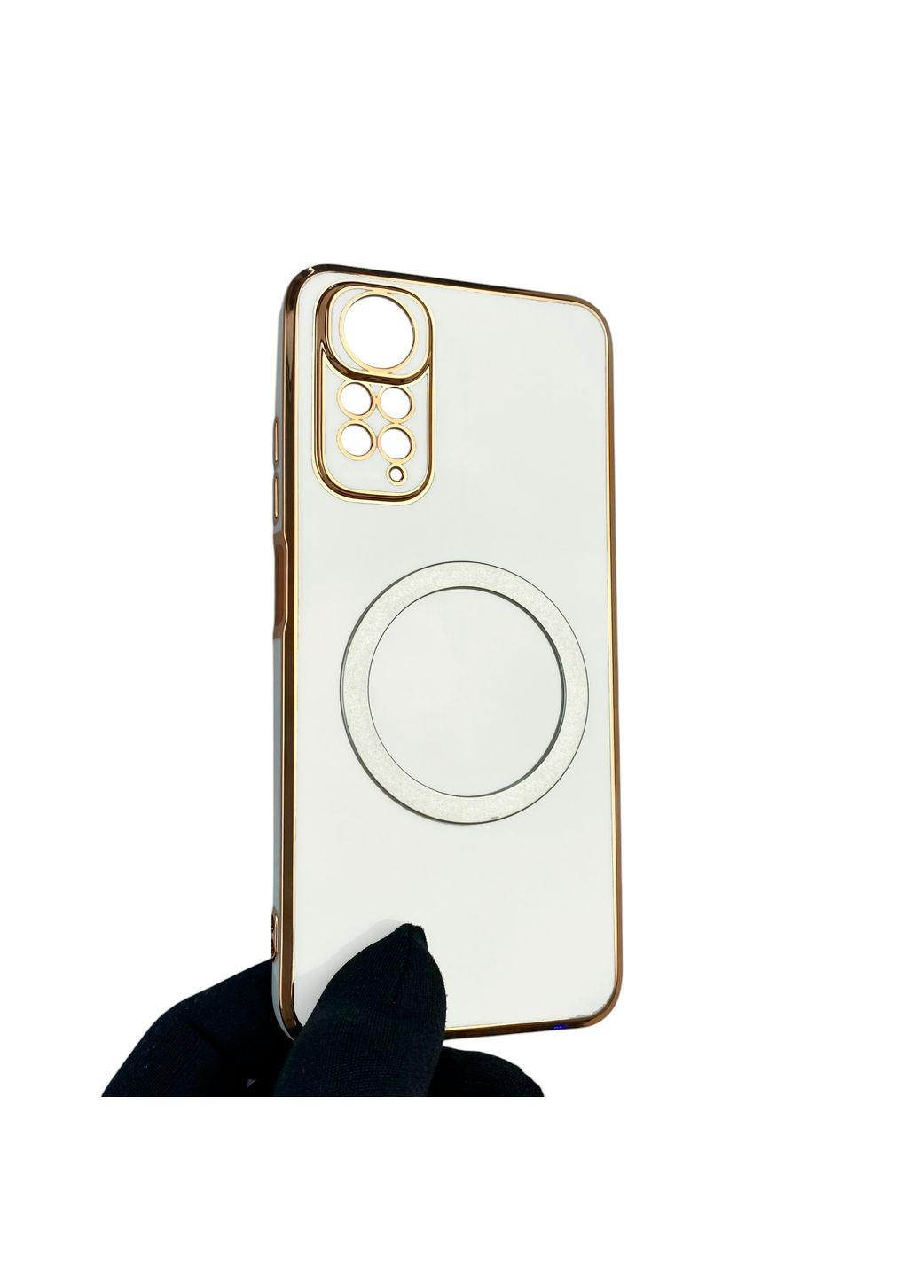 Чехол для Redmi Note 11S с кольцом MagSafe с золотой окантовкой на сяоми редми нот 11с белый gs1 Xiaomi (366228503)